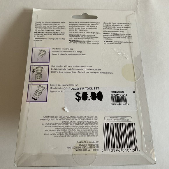 WILTON-Bag Cutter and Brush Set 3 Essential Tools 414-1012 Cake Decorating - Picture 2 of 2